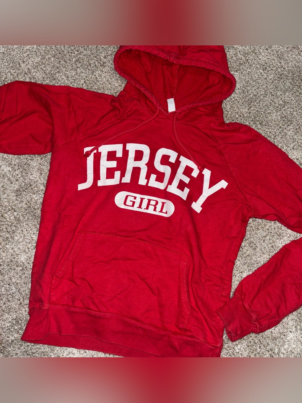 Red 'JERSEY GIRL' Hooded Sweatshirt